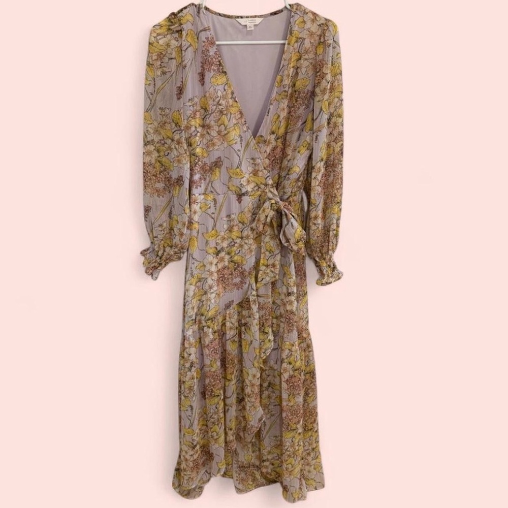 LC Lauren Conrad Long Sleeve Floral Dress - Lavender and Yellow - Picture 3 of 8